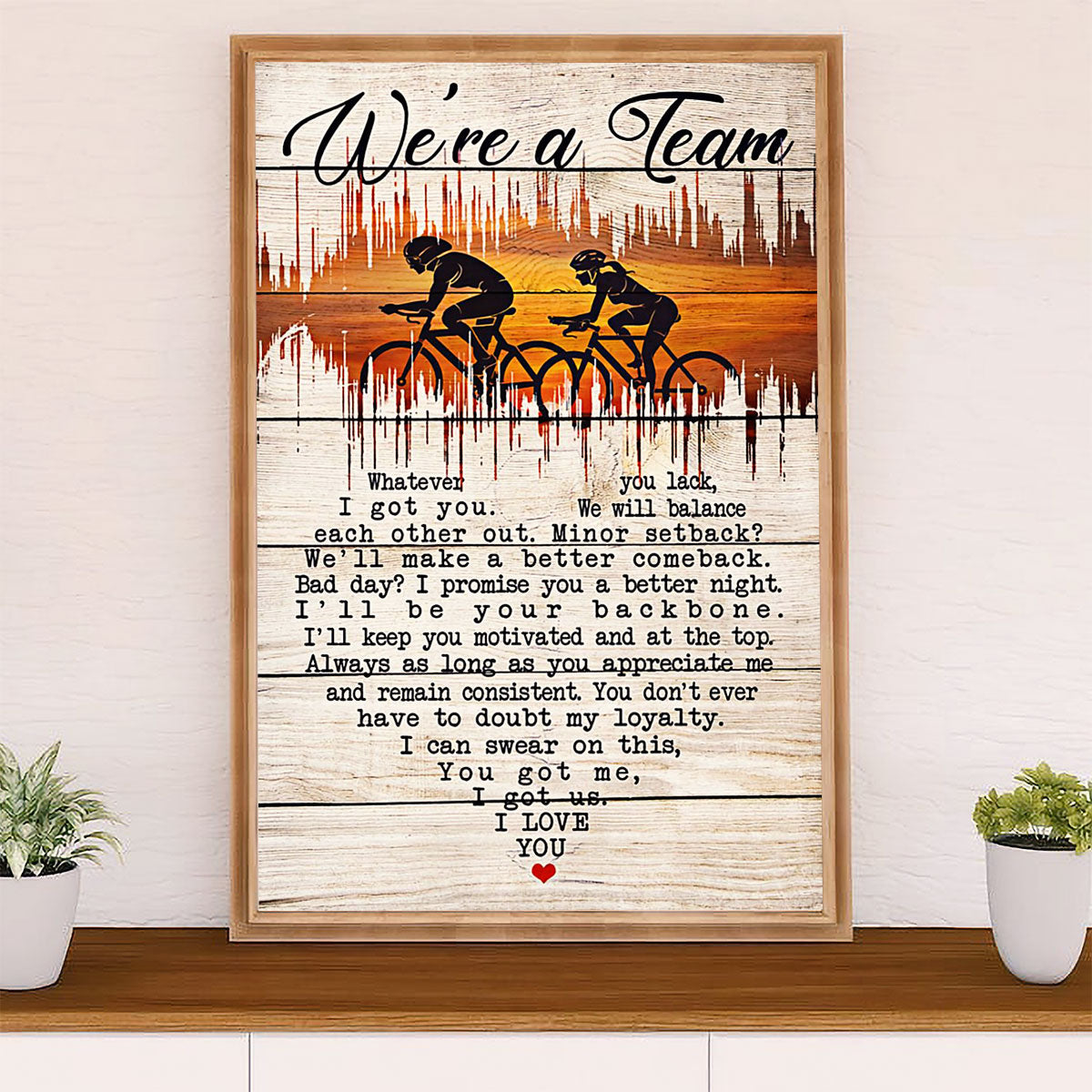 Cycling, Mountain Biking Canvas Wall Art Prints | We're A Team | Home Décor Gift for Cycler