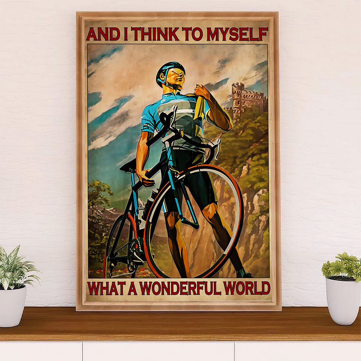 Cycling, Mountain Biking Canvas Wall Art Prints | Wonderful World | Home Décor Gift for Cycler