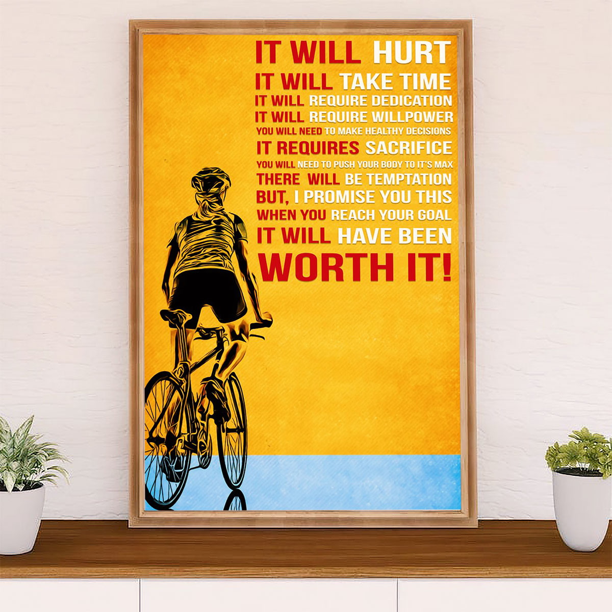 Cycling, Mountain Biking Canvas Wall Art Prints | Worth It | Home Décor Gift for Cycler