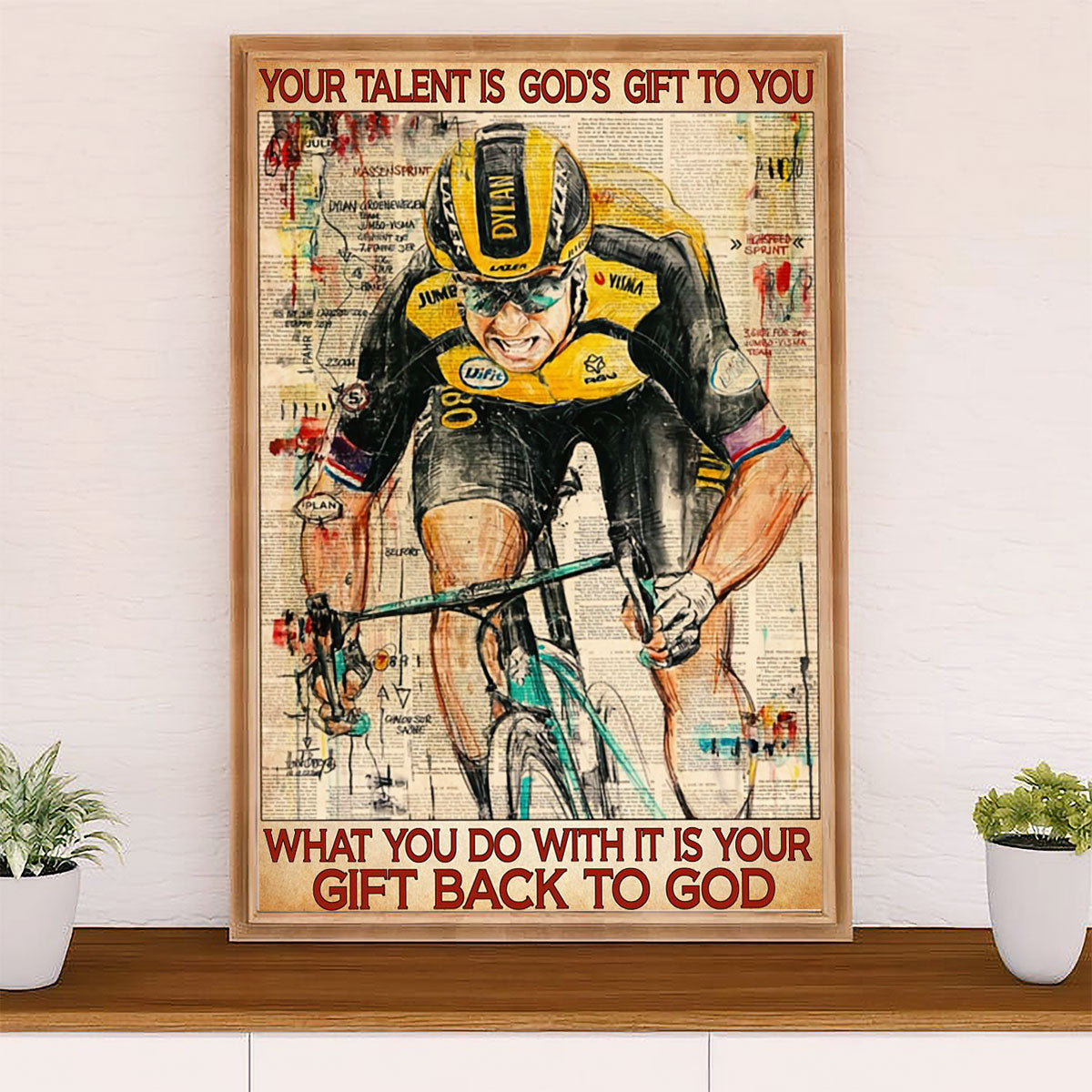 Cycling, Mountain Biking Canvas Wall Art Prints | Your Talent is God's Gift | Home Décor Gift for Cycler