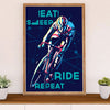 Cycling, Mountain Biking Poster Prints | Eat Sleep Ride Repeat | Wall Art Gift for Cycler