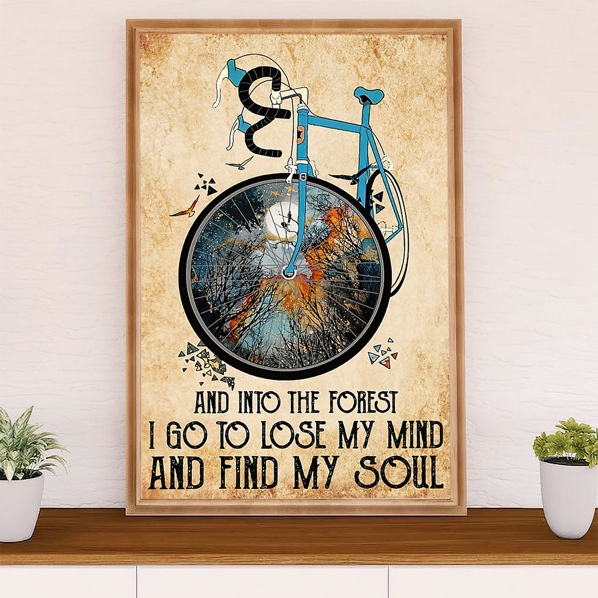 Cycling, Mountain Biking Poster Prints | Into The Forest | Wall Art Gift for Cycler