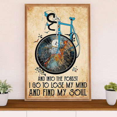 Cycling, Mountain Biking Canvas Wall Art Prints | Into The Forest | Home Décor Gift for Cycler