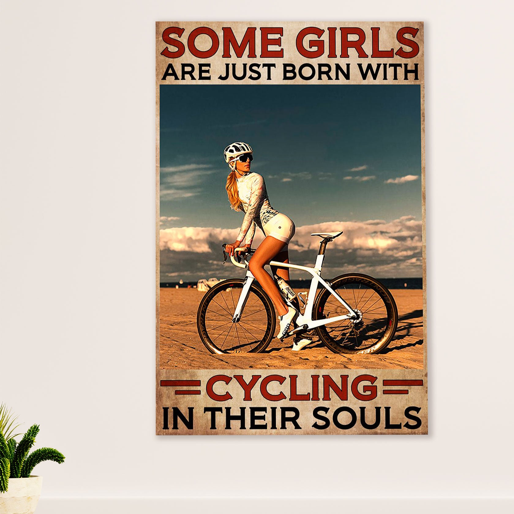 Cycling, Mountain Biking Poster Prints | Girl Loves Cycling | Wall Art Gift for Cycler