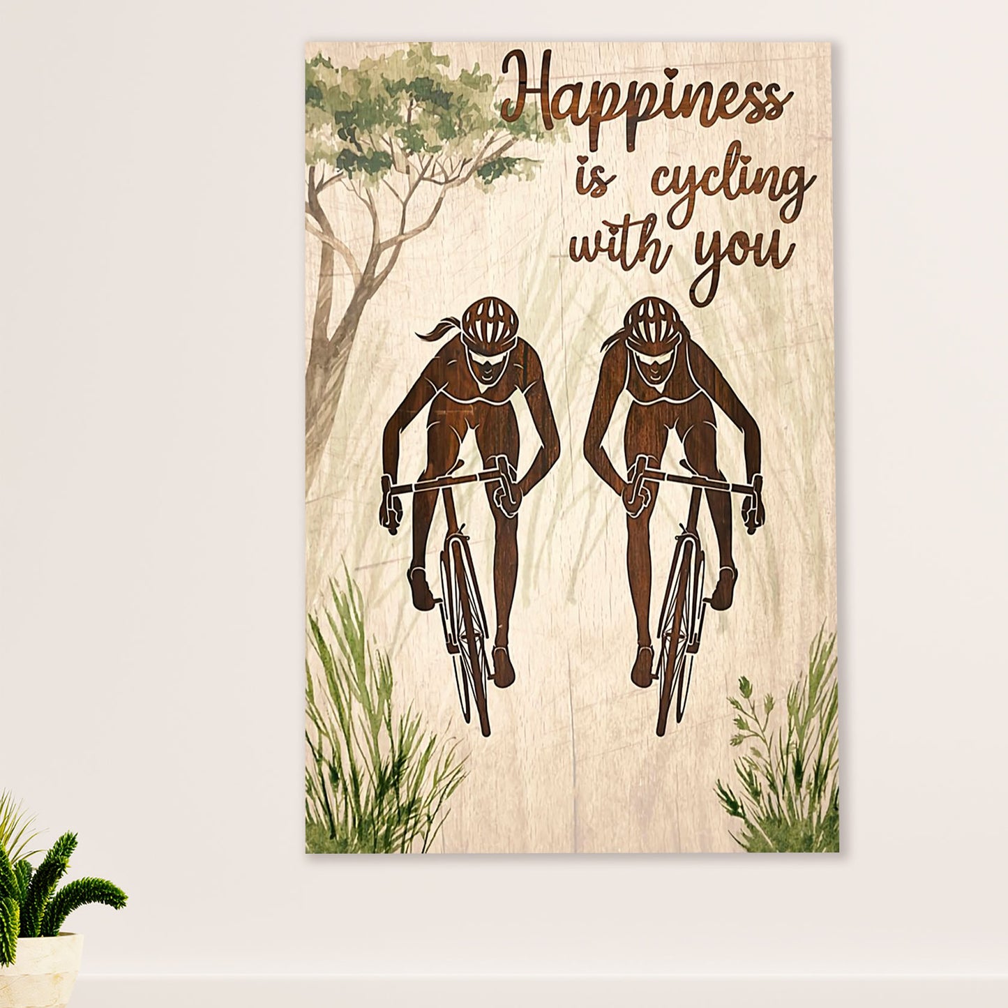 Cycling, Mountain Biking Canvas Wall Art Prints | Happy Friends | Home Décor Gift for Cycler