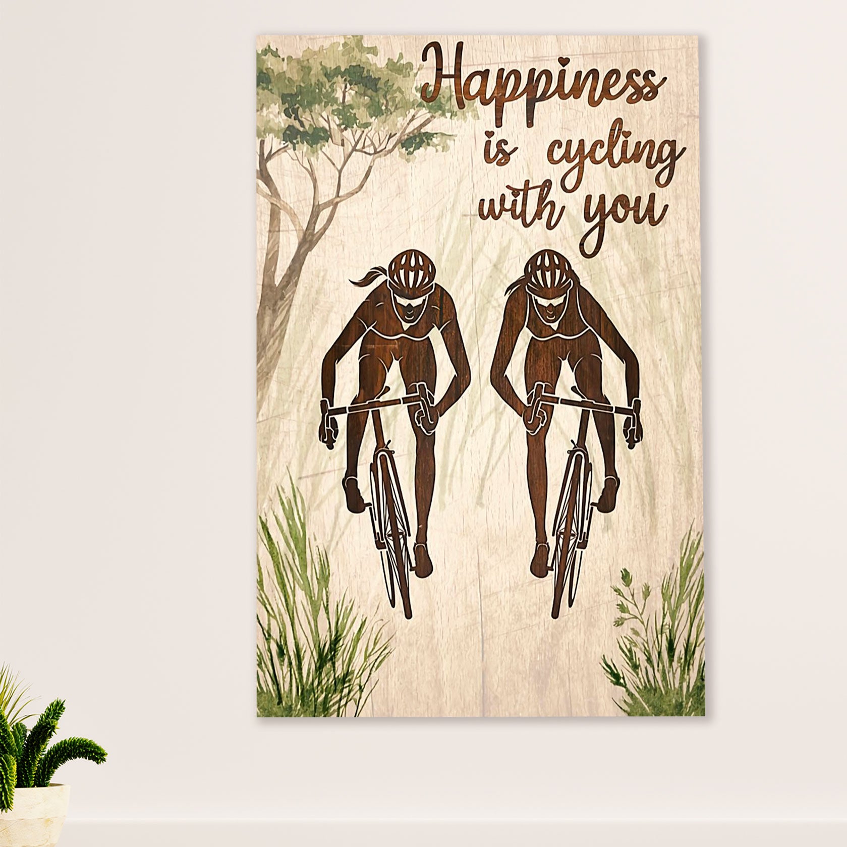 Cycling, Mountain Biking Canvas Wall Art Prints | Happy Friends | Home Décor Gift for Cycler
