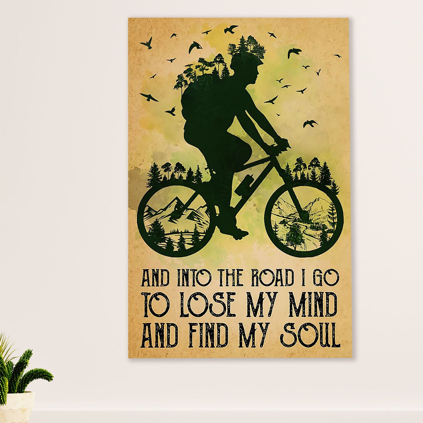 Cycling, Mountain Biking Canvas Wall Art Prints | Into The Road | Home Décor Gift for Cycler