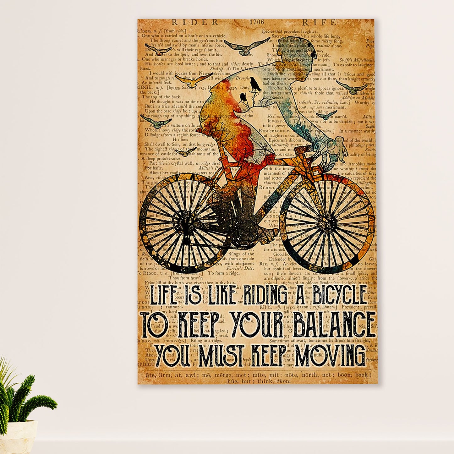 Cycling, Mountain Biking Canvas Wall Art Prints | Must Keep Moving | Home Décor Gift for Cycler