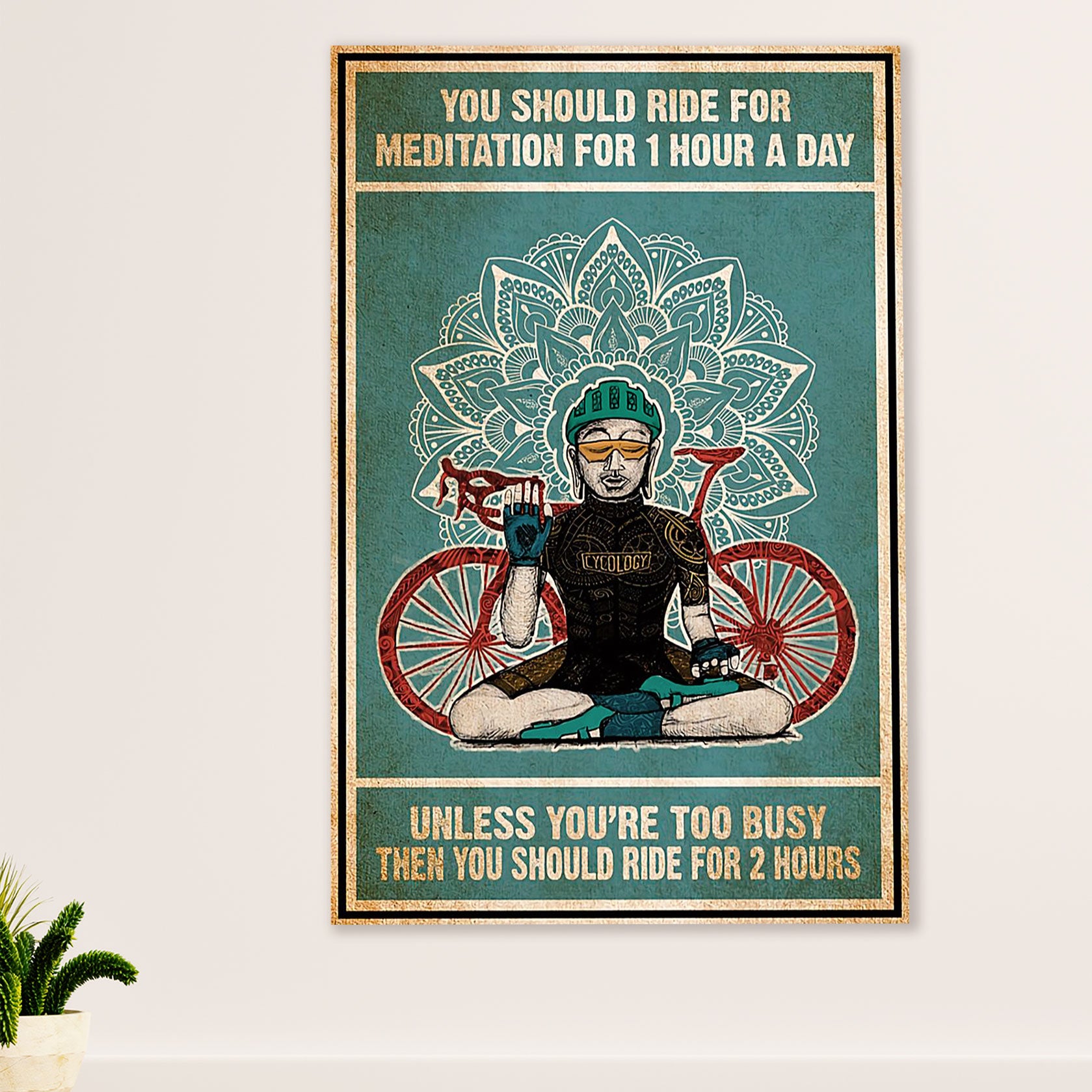Cycling, Mountain Biking Canvas Wall Art Prints | Yoga Cycler | Home Décor Gift for Cycler