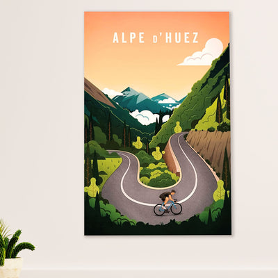 Cycling, Mountain Biking Canvas Wall Art Prints | Alpe d' Huez | Home Décor Gift for Cycler