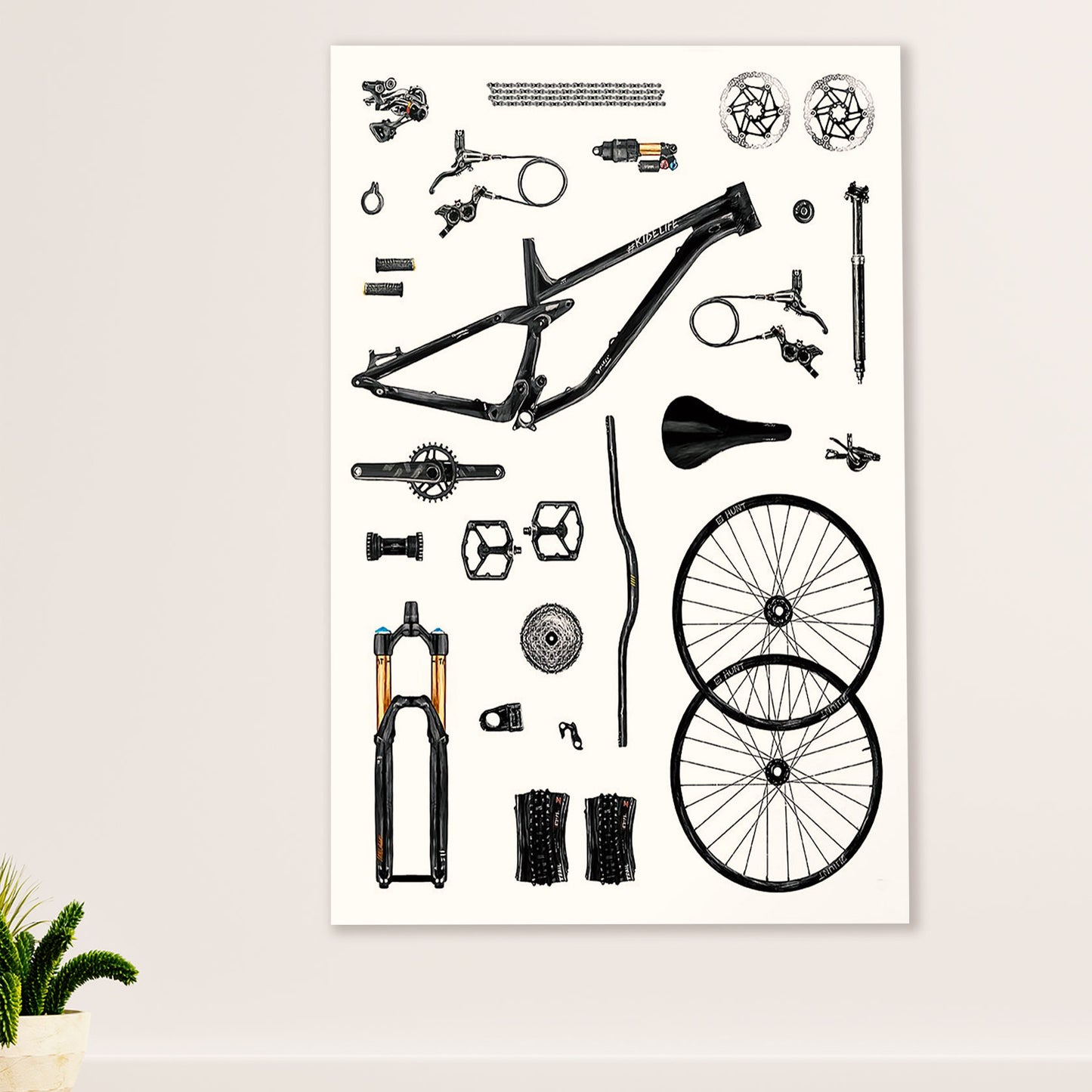 Cycling, Mountain Biking Canvas Wall Art Prints | Cycle Parts | Home Décor Gift for Cycler