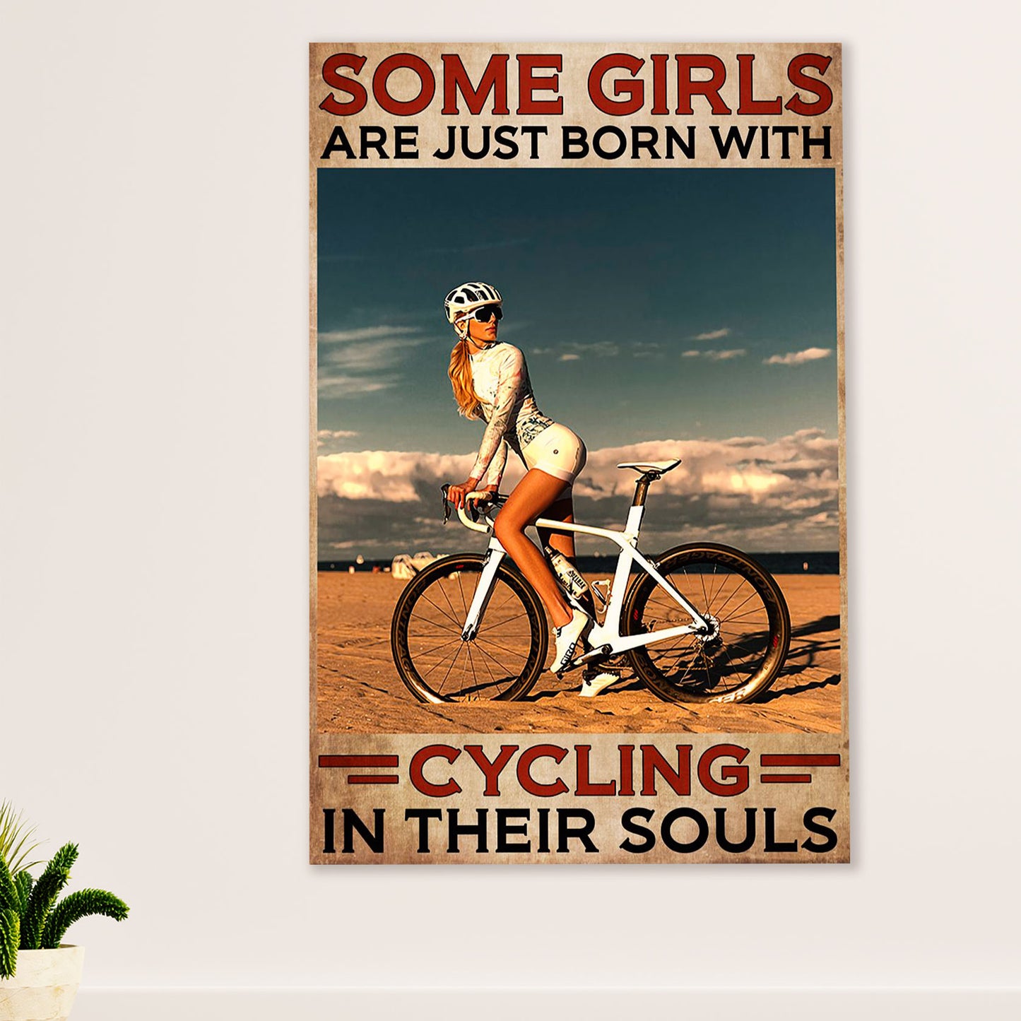 Cycling, Mountain Biking Canvas Wall Art Prints | Girl Loves Cycling | Home Décor Gift for Cycler