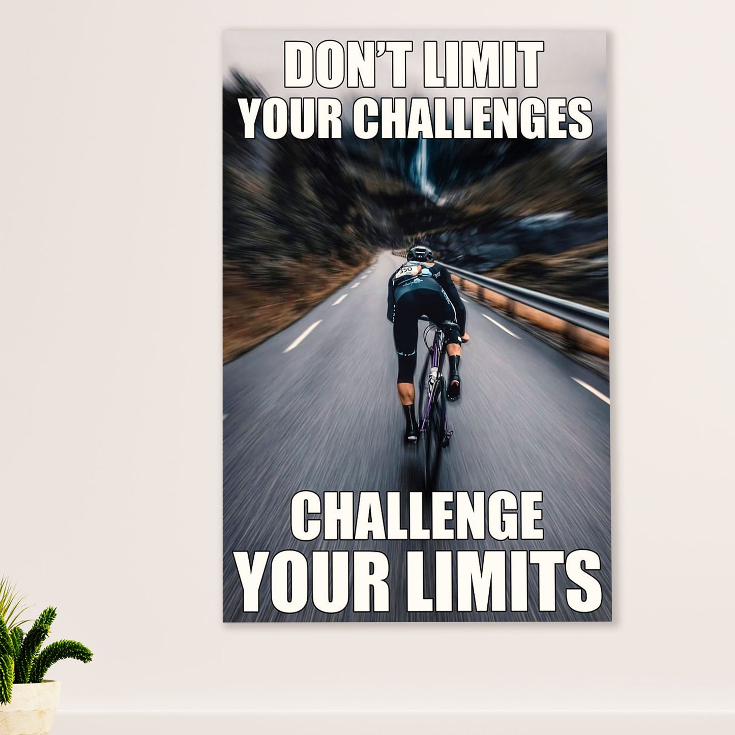 Cycling, Mountain Biking Canvas Wall Art Prints | Challenge Your Limits | Home Décor Gift for Cycler