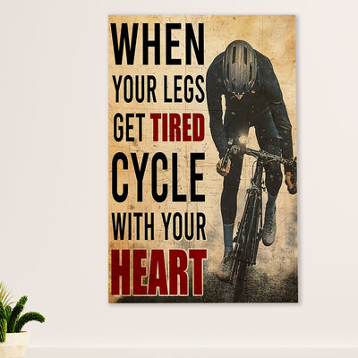 Cycling, Mountain Biking Poster Prints | Cycle With Your Heart | Wall Art Gift for Cycler