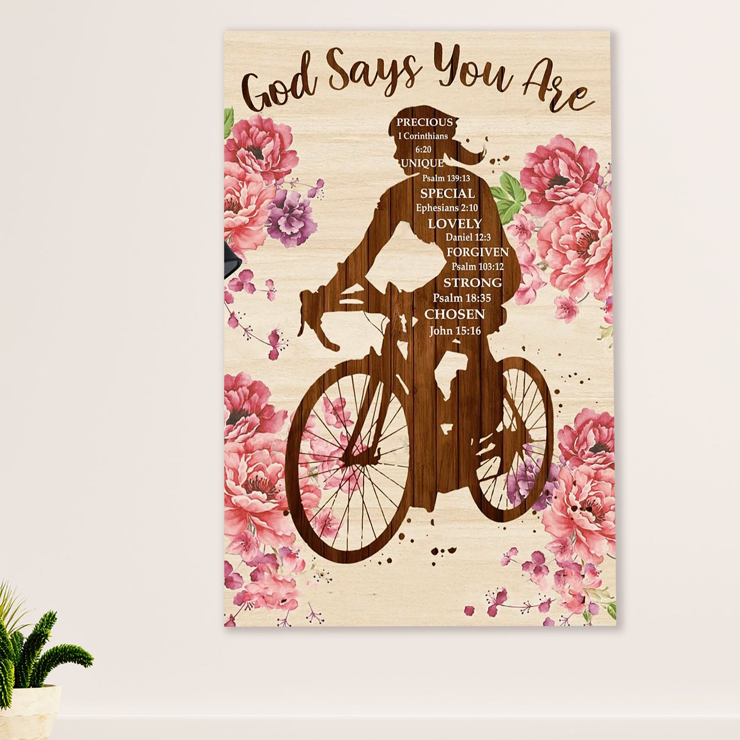 Cycling, Mountain Biking Canvas Wall Art Prints | God Says You Are | Home Décor Gift for Cycler