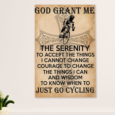 Cycling, Mountain Biking Poster Prints | God Grant Me | Wall Art Gift for Cycler