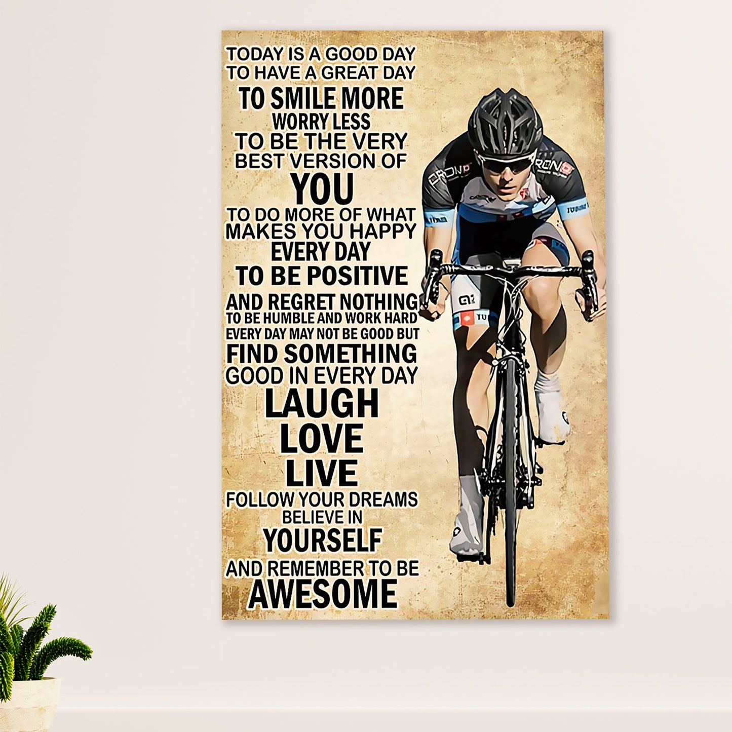 Cycling, Mountain Biking Canvas Wall Art Prints | Laugh Love Live | Home Décor Gift for Cycler