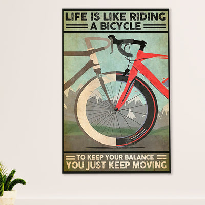 Cycling, Mountain Biking Canvas Wall Art Prints | Life is Like | Home Décor Gift for Cycler