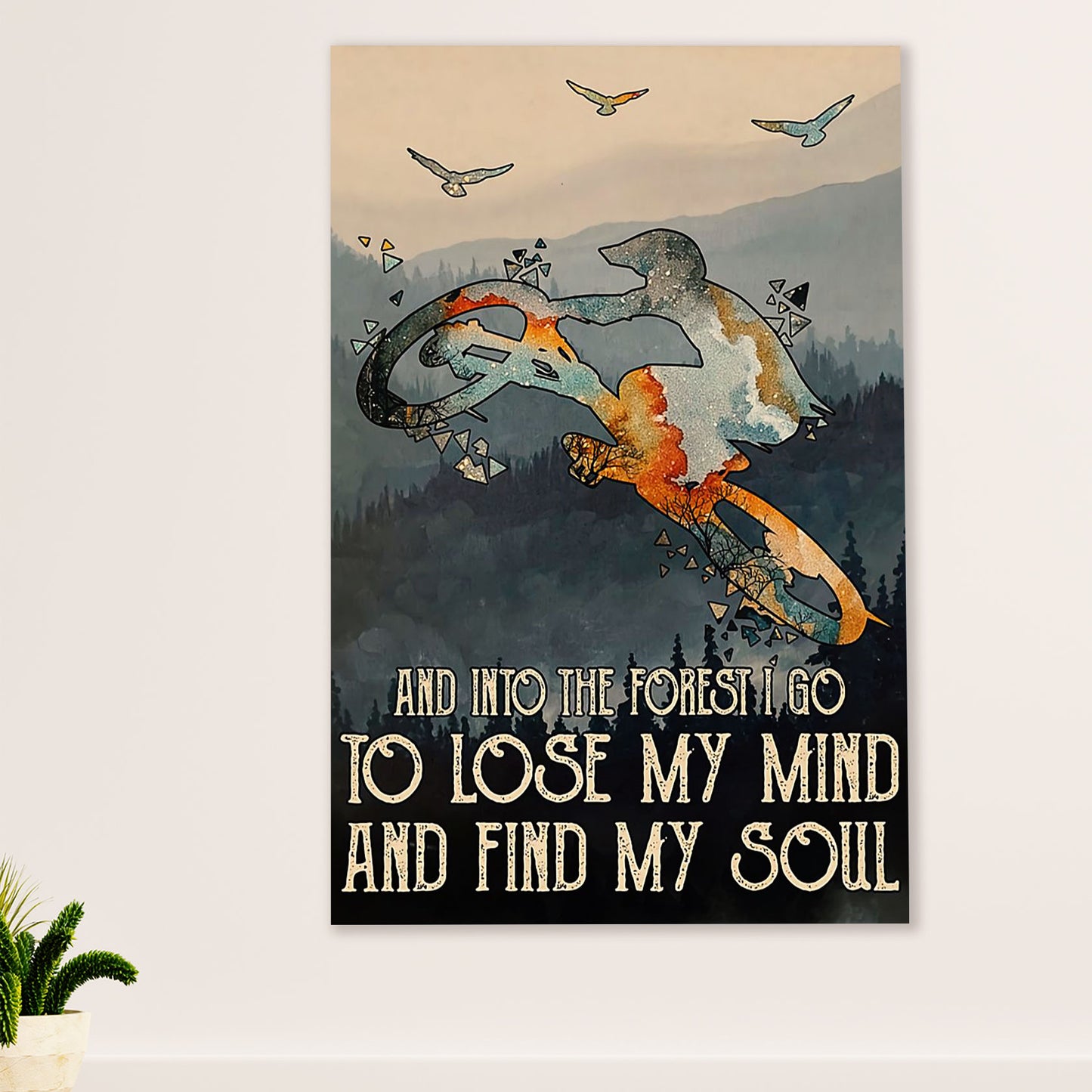 Cycling, Mountain Biking Canvas Wall Art Prints | Into The Forest | Home Décor Gift for Cycler