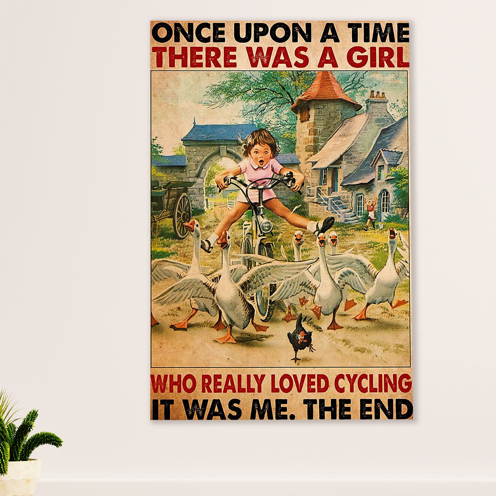 Cycling, Mountain Biking Poster Prints | Girl Loves Cycling | Wall Art Gift for Cycler