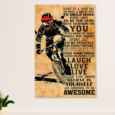 Cycling, Mountain Biking Poster Prints | Smile More | Wall Art Gift for Cycler