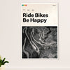 Cycling, Mountain Biking Canvas Wall Art Prints | Ride Bikes Be Happy | Home Décor Gift for Cycler