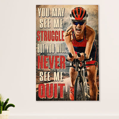 Cycling, Mountain Biking Canvas Wall Art Prints | Never See Me Quit | Home Décor Gift for Cycler