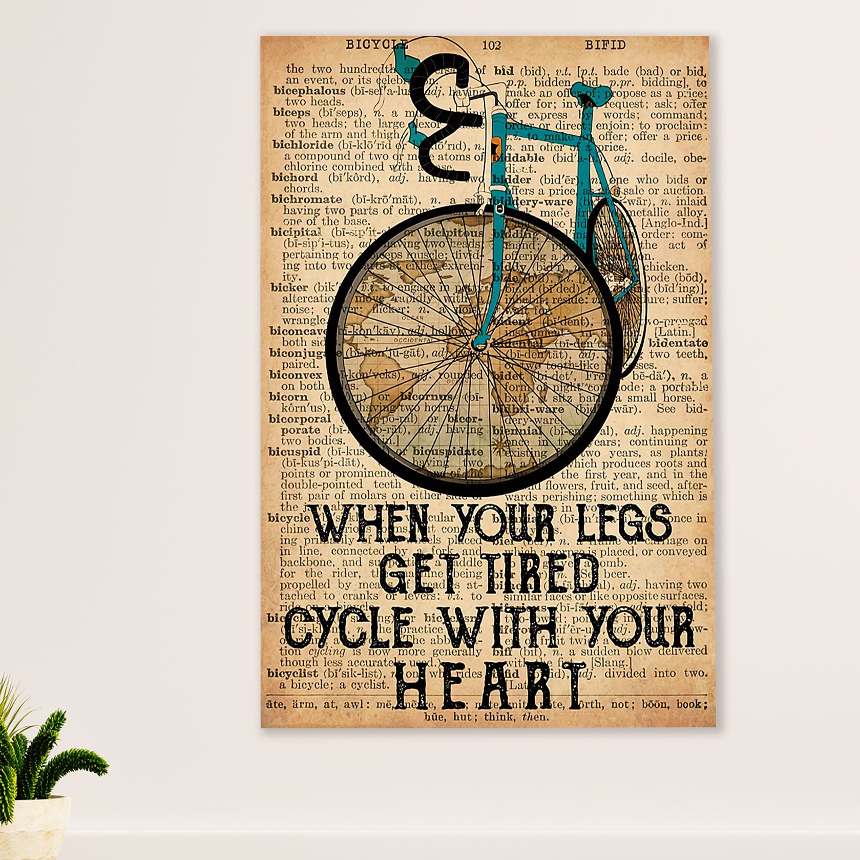 Cycling, Mountain Biking Canvas Wall Art Prints | Cycle With Your Heart | Home Décor Gift for Cycler