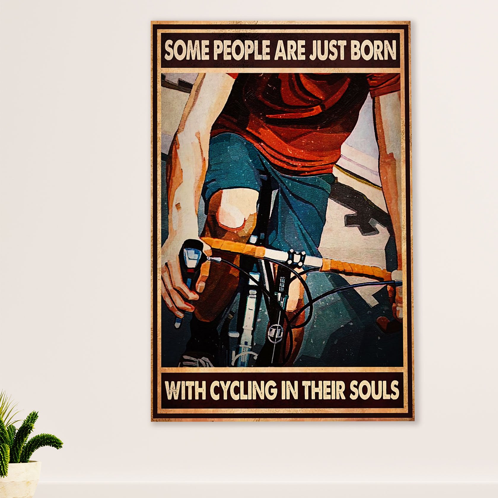 Cycling, Mountain Biking Canvas Wall Art Prints | Born With Cycling | Home Décor Gift for Cycler