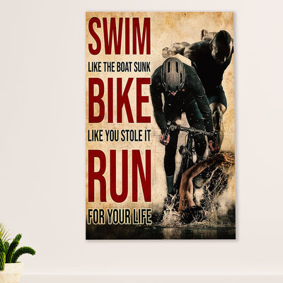 Cycling, Mountain Biking Canvas Wall Art Prints | Swim Like Boat Sunk | Home Décor Gift for Cycler