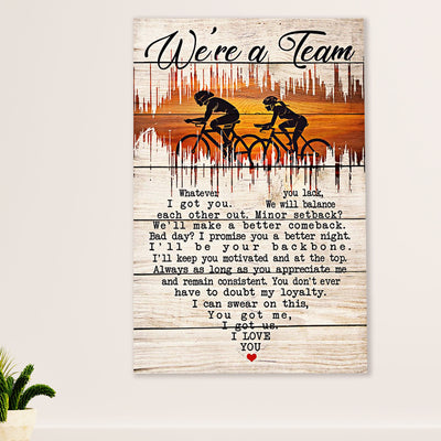 Cycling, Mountain Biking Canvas Wall Art Prints | We're A Team | Home Décor Gift for Cycler