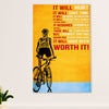 Cycling, Mountain Biking Canvas Wall Art Prints | Worth It | Home Décor Gift for Cycler