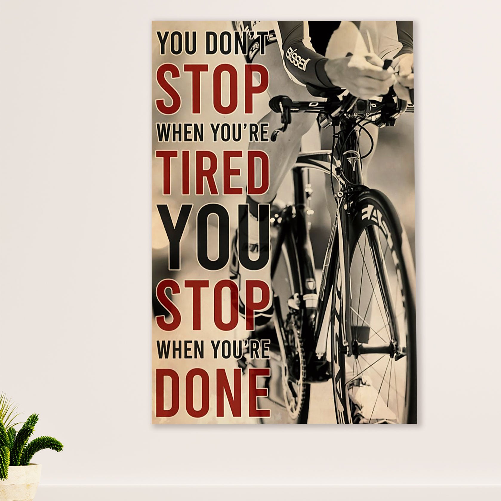 Cycling, Mountain Biking Canvas Wall Art Prints | Stop When You're Done | Home Décor Gift for Cycler