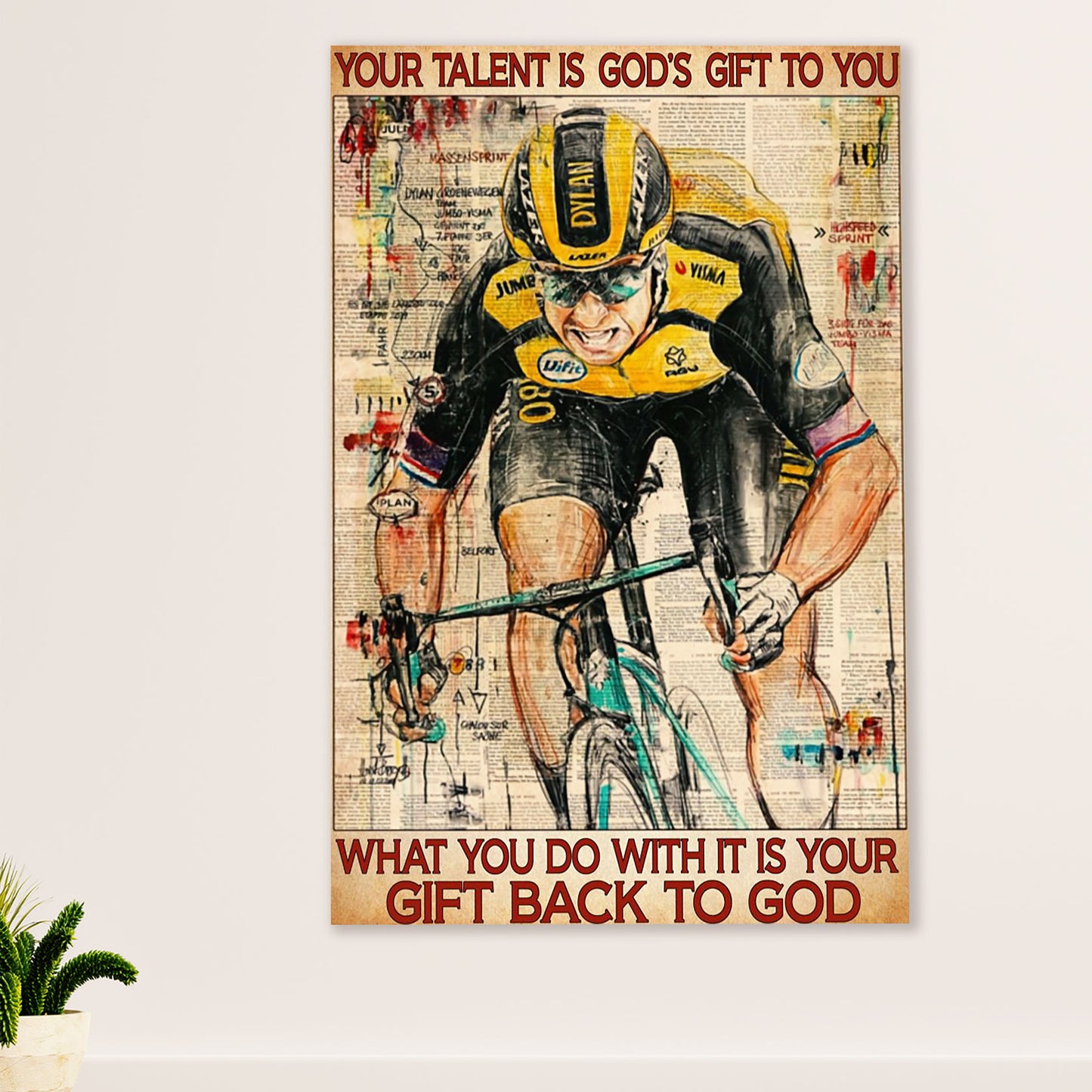 Cycling, Mountain Biking Canvas Wall Art Prints | Your Talent is God's Gift | Home Décor Gift for Cycler