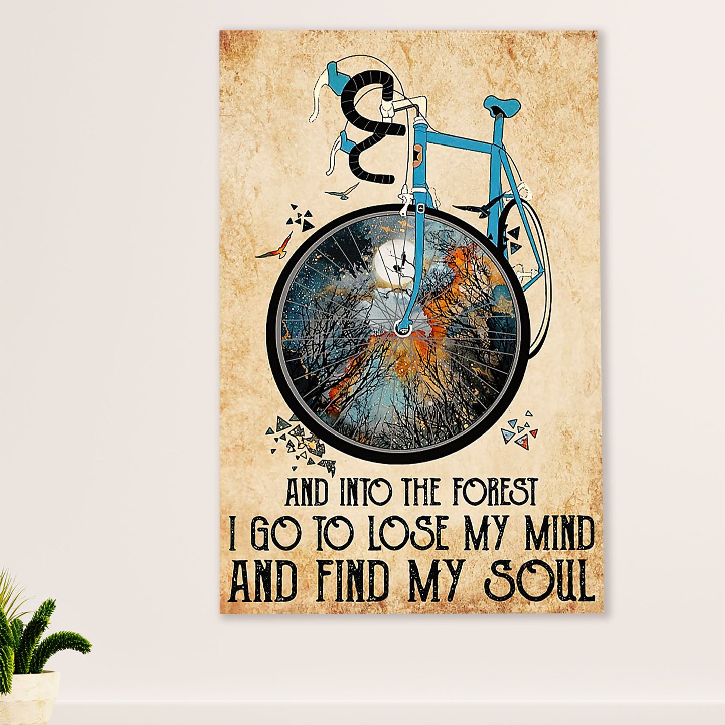 Cycling, Mountain Biking Poster Prints | Into The Forest | Wall Art Gift for Cycler