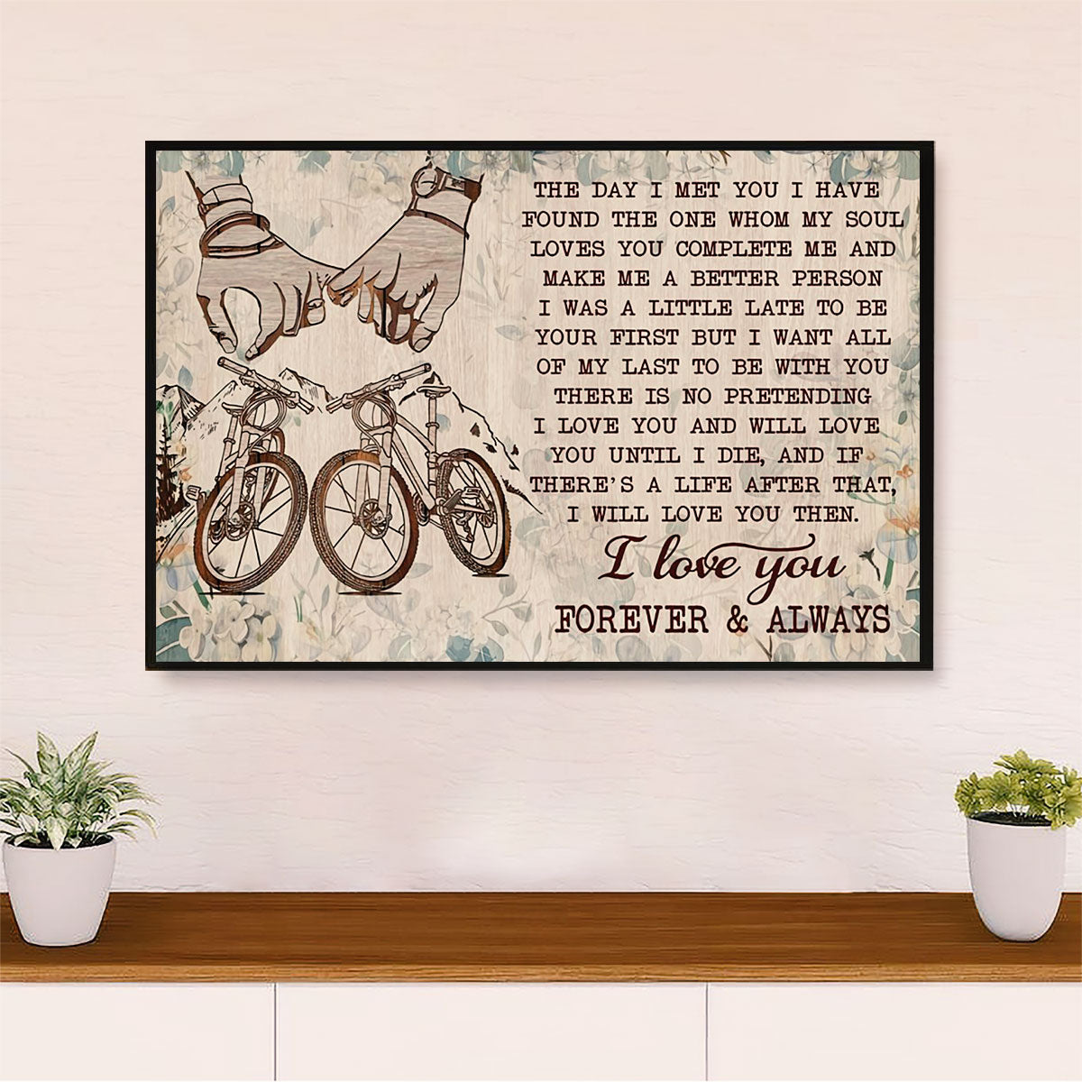 Cycling, Mountain Biking Poster Print | Forever & Always | Wall Art Gift for Cycler