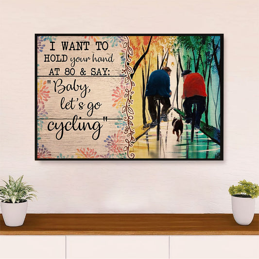 Cycling, Mountain Biking Canvas  Prints | Husband & Wife Cycling | Wall Art Gift for Cycler