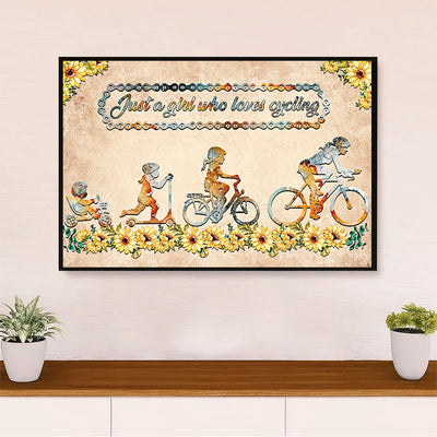 Cycling, Mountain Biking Canvas  Prints | Girl Loves Cycling | Wall Art Gift for Cycler