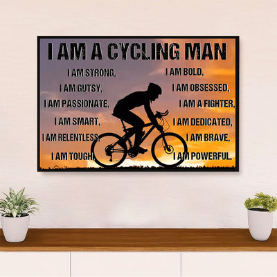Cycling, Mountain Biking Canvas  Prints | Cycling Man | Wall Art Gift for Cycler