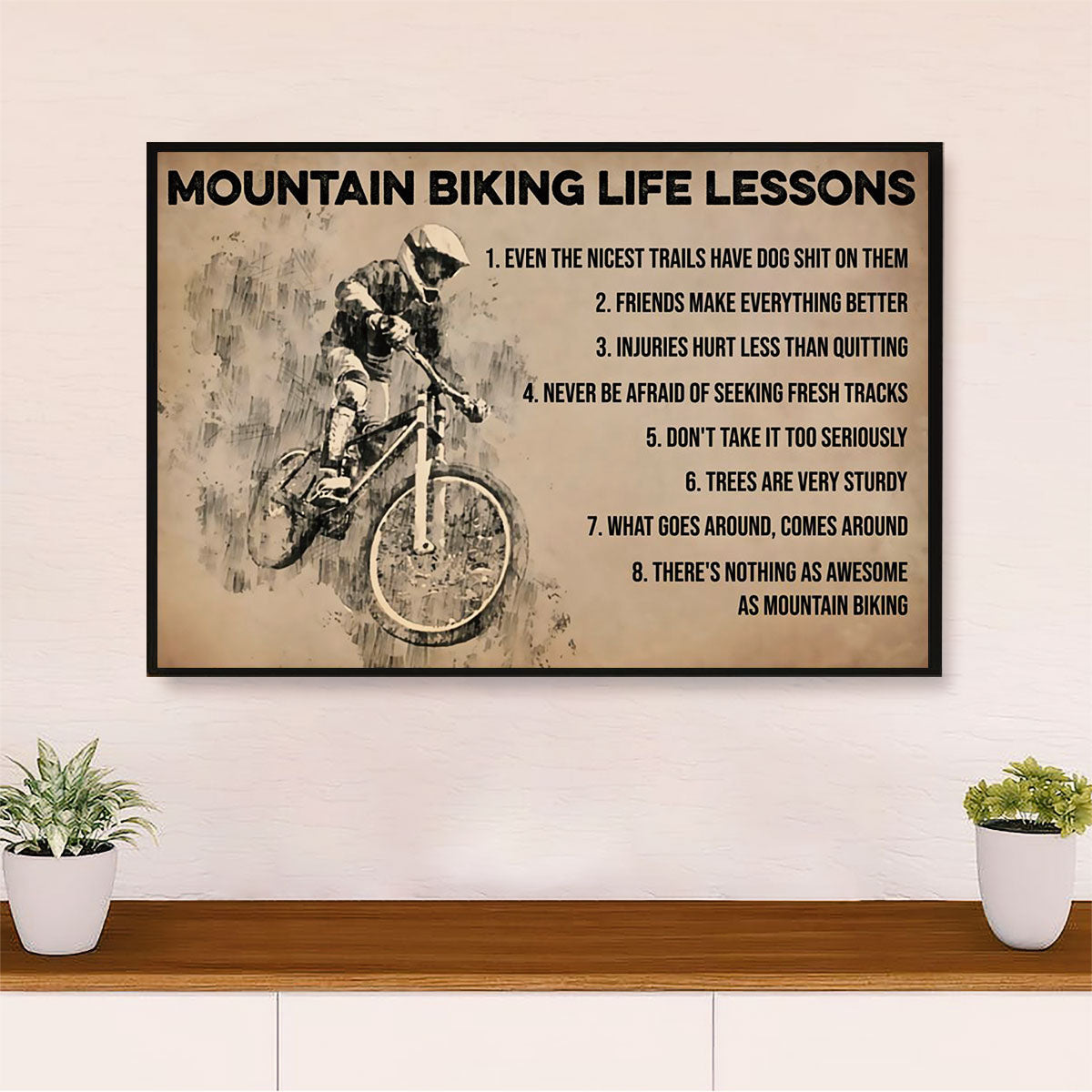 Cycling, Mountain Biking Canvas  Prints | Mountain Biking Life Lessons | Wall Art Gift for Cycler