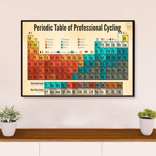 Cycling, Mountain Biking Canvas  Prints | Periodic Table of Professional Cycling | Wall Art Gift for Cycler