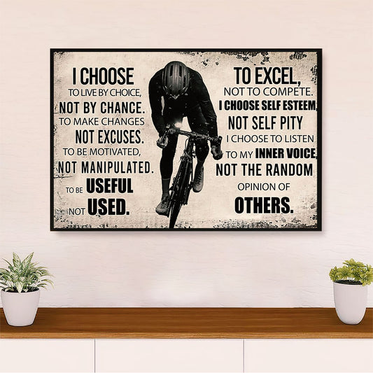 Cycling, Mountain Biking Canvas  Prints | Choose To Excel | Wall Art Gift for Cycler