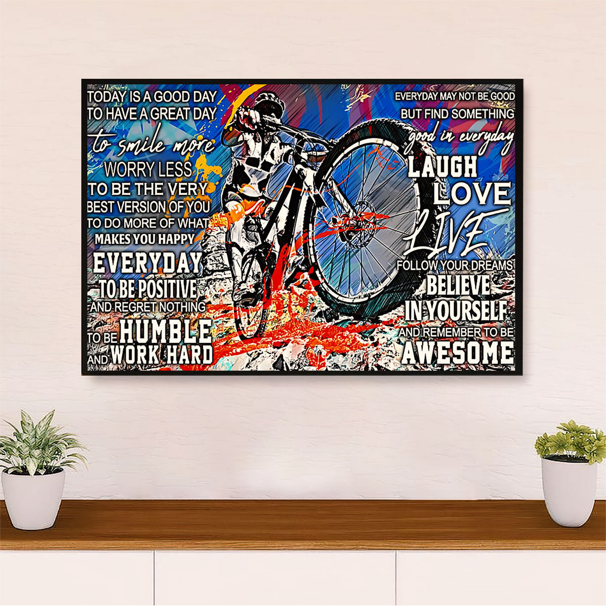Cycling, Mountain Biking Canvas  Prints | Today is A Good Day | Wall Art Gift for Cycler