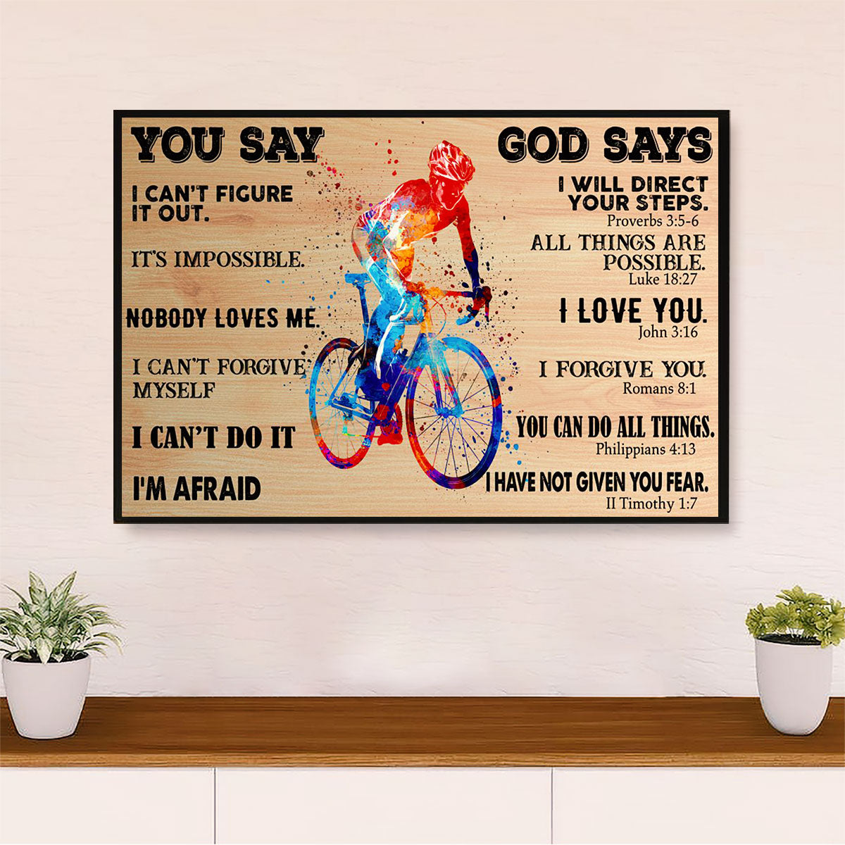 Cycling, Mountain Biking Canvas  Prints | God Says | Wall Art Gift for Cycler