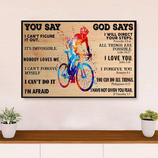Cycling, Mountain Biking Canvas  Prints | God Says | Wall Art Gift for Cycler