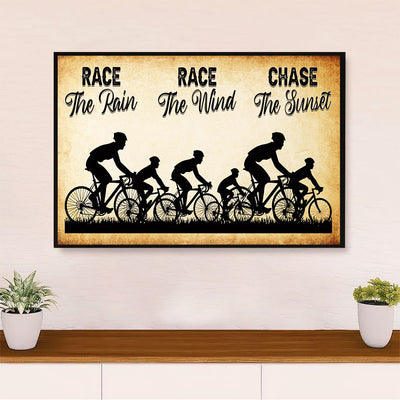 Cycling, Mountain Biking Canvas  Prints | Race The Rain | Wall Art Gift for Cycler