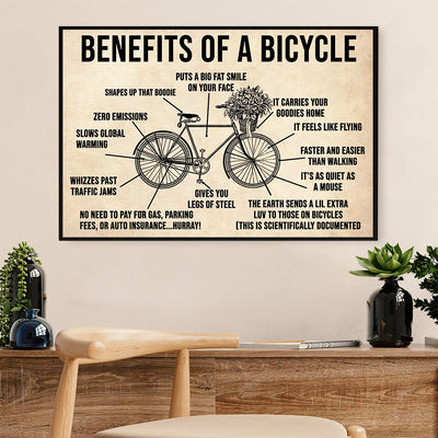 Cycling, Mountain Biking Poster Print | Benefits of Bicycle | Wall Art Gift for Cycler