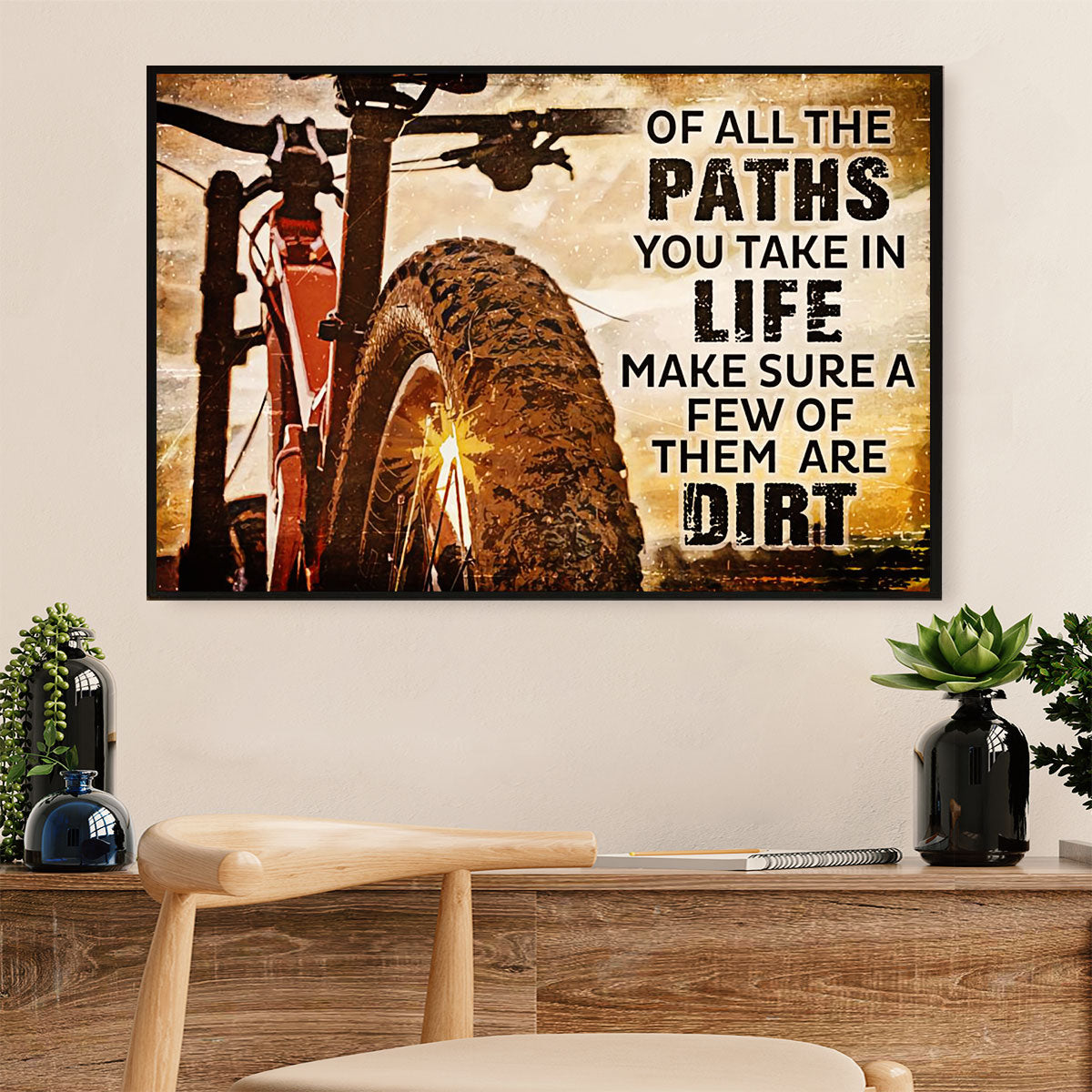 Cycling, Mountain Biking Poster Print | Paths Life Dirt | Wall Art Gift for Cycler