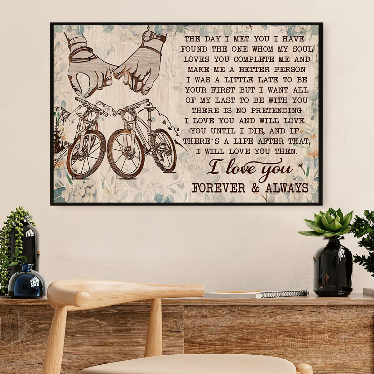 Cycling, Mountain Biking Poster Print | Forever & Always | Wall Art Gift for Cycler