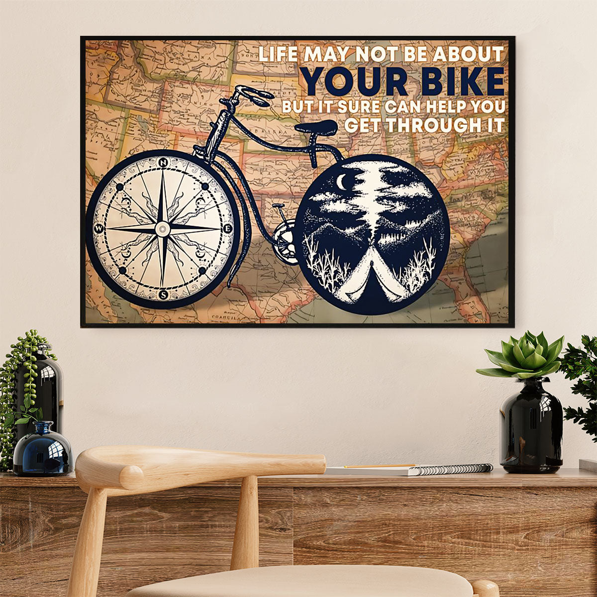 Cycling, Mountain Biking Canvas  Prints | Get Through It | Wall Art Gift for Cycler